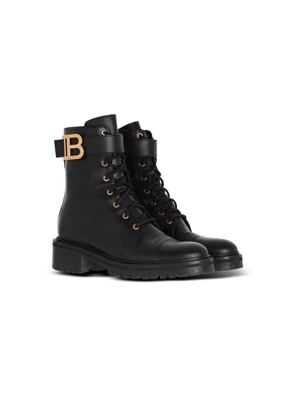 Balmain Leather Ranger Romy Ankle Boots Black | ADKBGUV-70