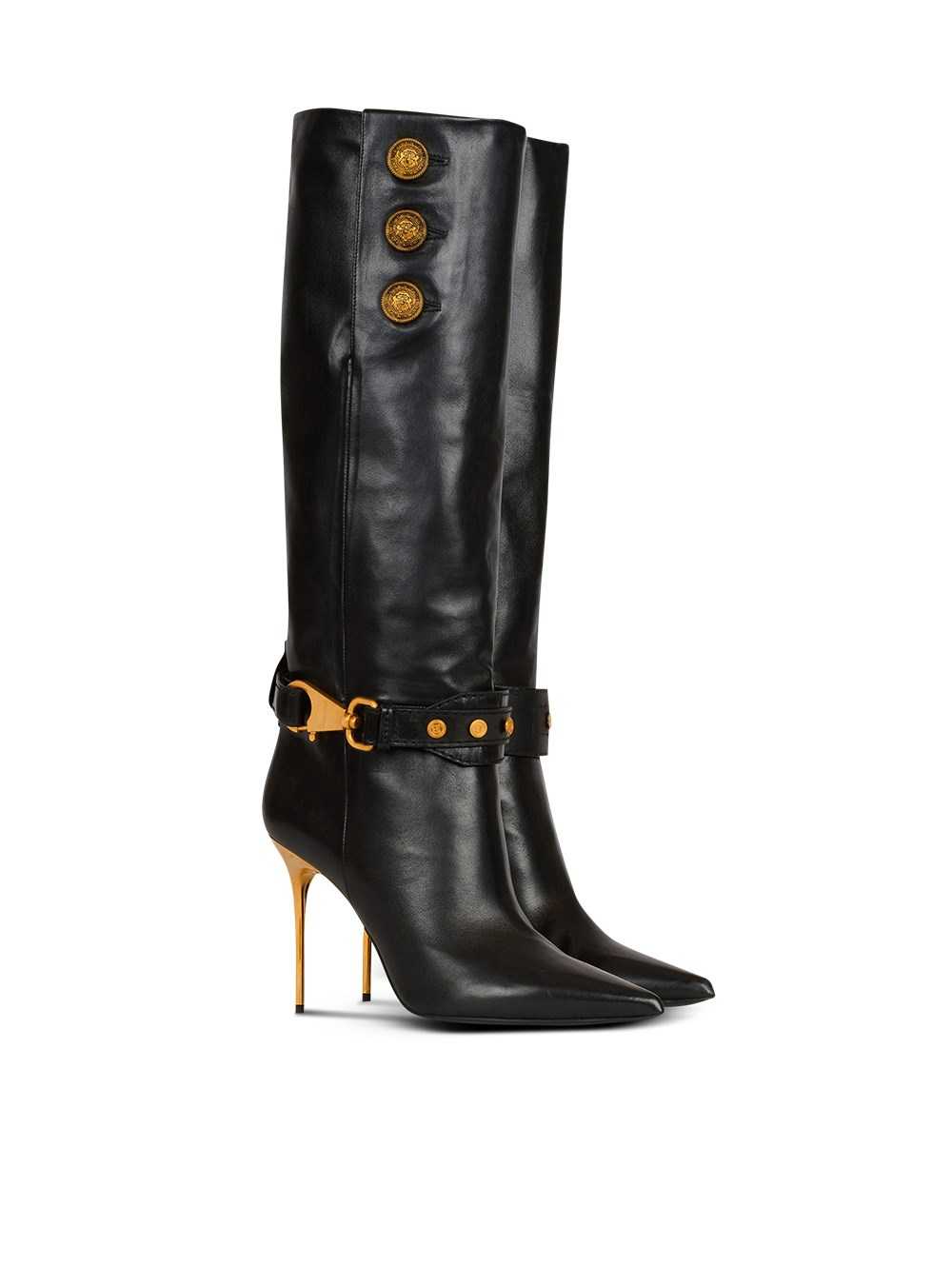 Balmain Leather Robin Boots Black | JTZCNWO-24