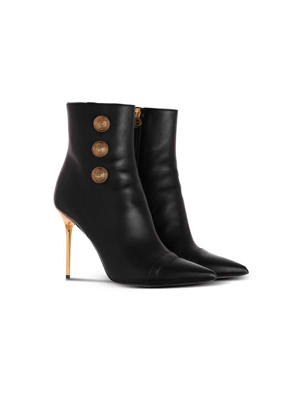 Balmain Leather Roni Ankle Boots Black | LBEATSW-09