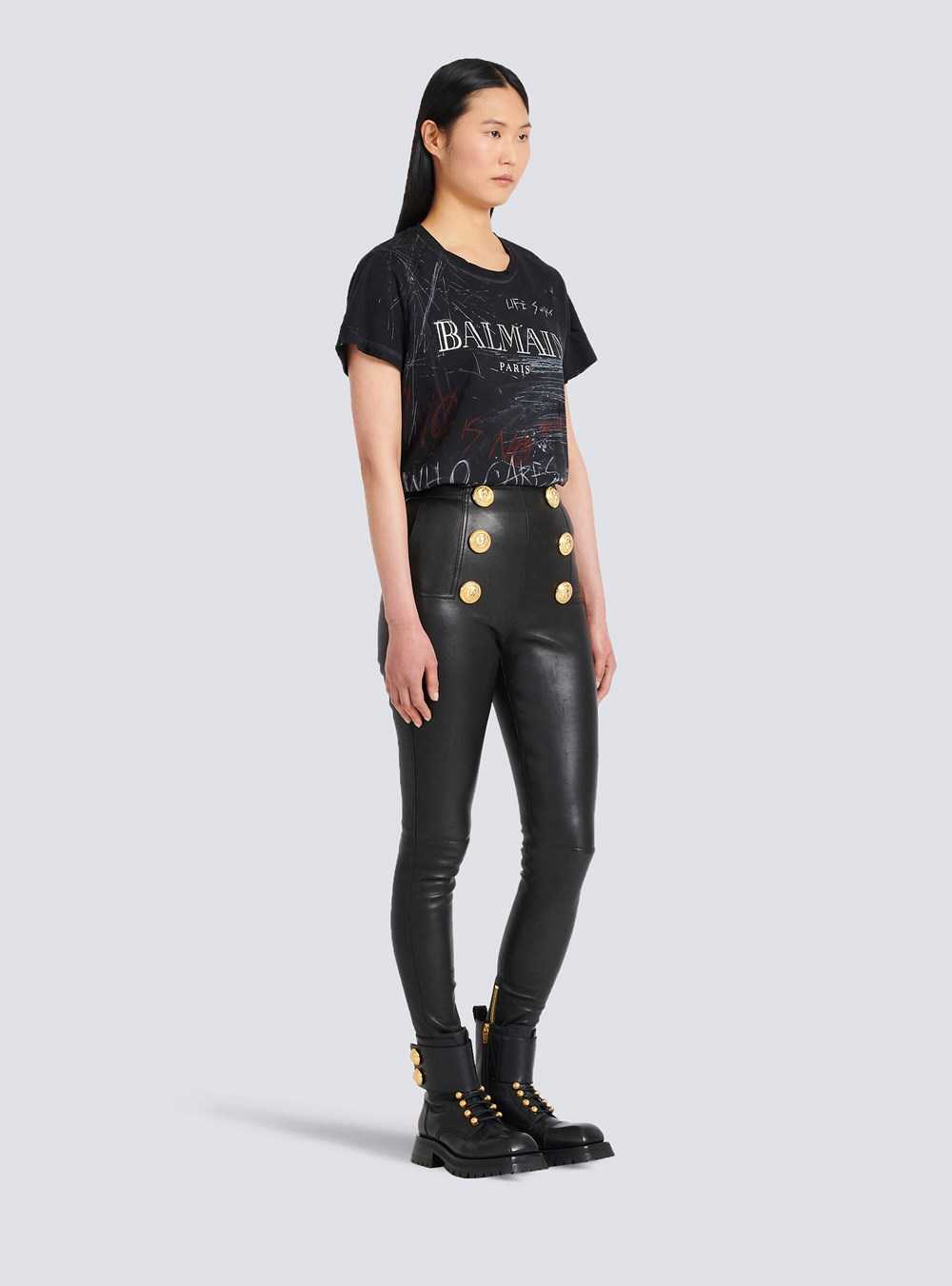 Balmain Leather Skinny Pants Black | WNTCUDM-30