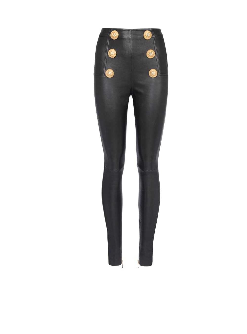 Balmain Leather Skinny Pants Black | WNTCUDM-30