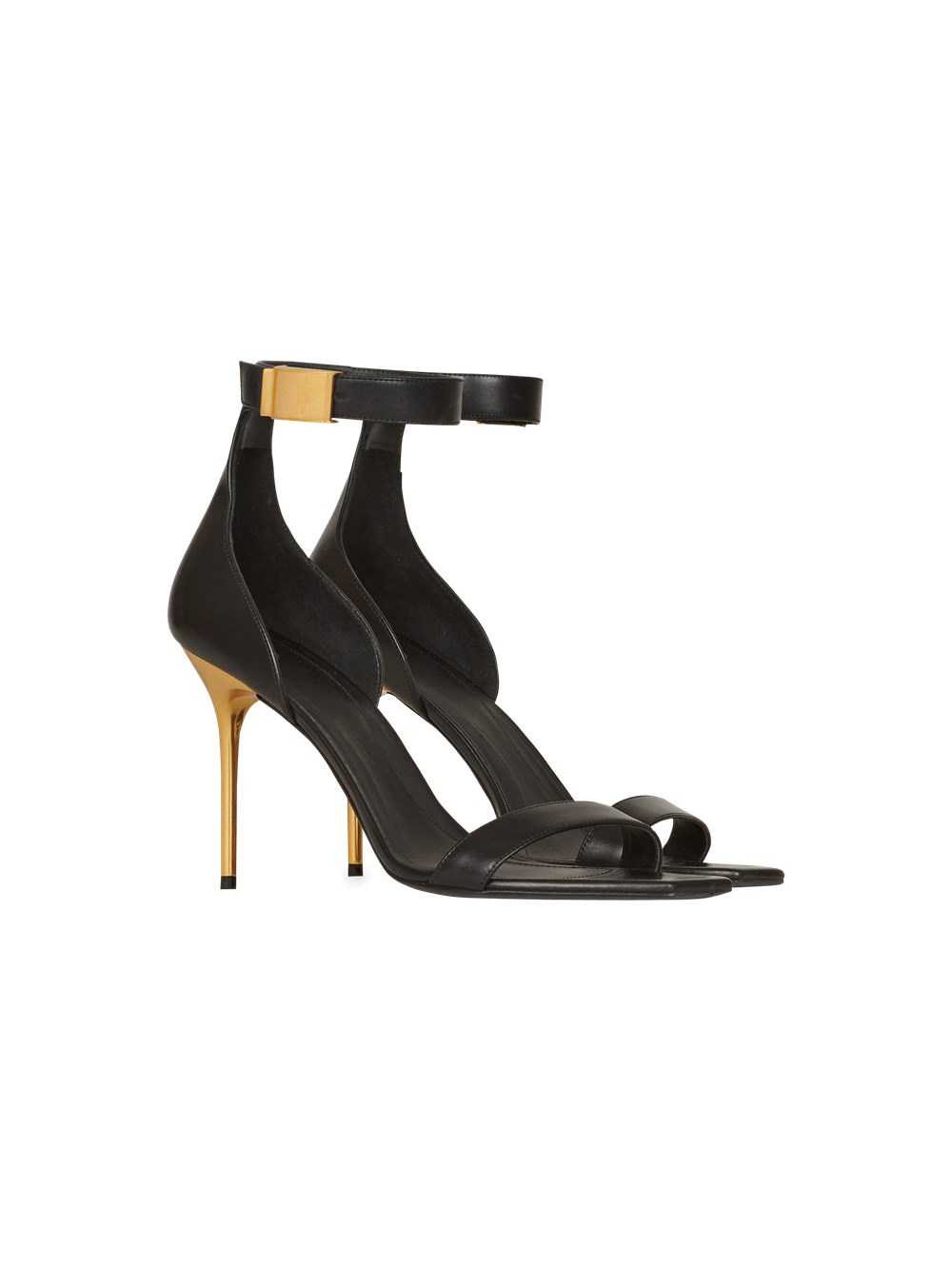 Balmain Leather Uma Sandals Black | FBDCRLP-89