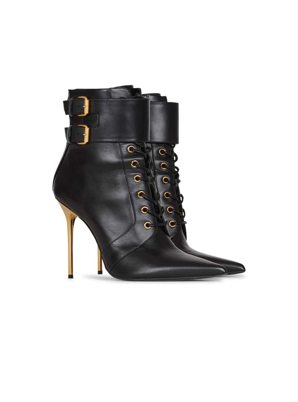 Balmain Leather Uria Ankle Boots Black | RCYFVTO-15