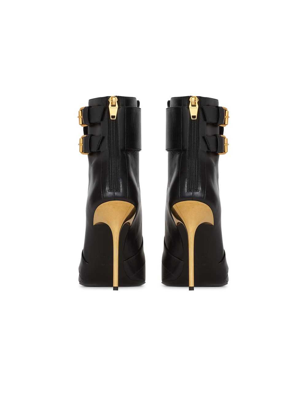 Balmain Leather Uria Ankle Boots Black | RCYFVTO-15