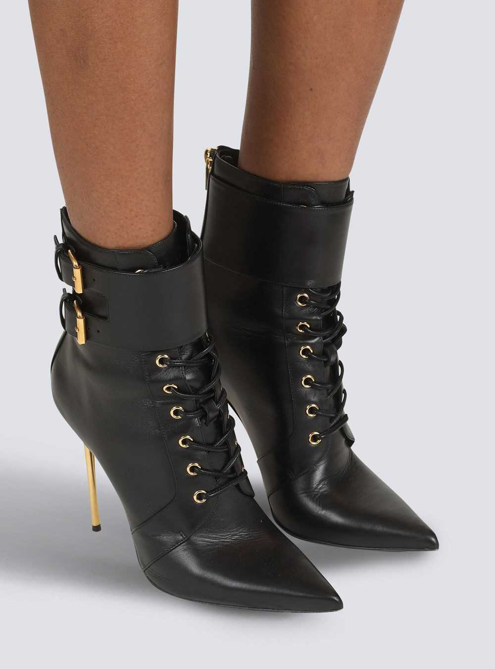 Balmain Leather Uria Ankle Boots Black | RCYFVTO-15