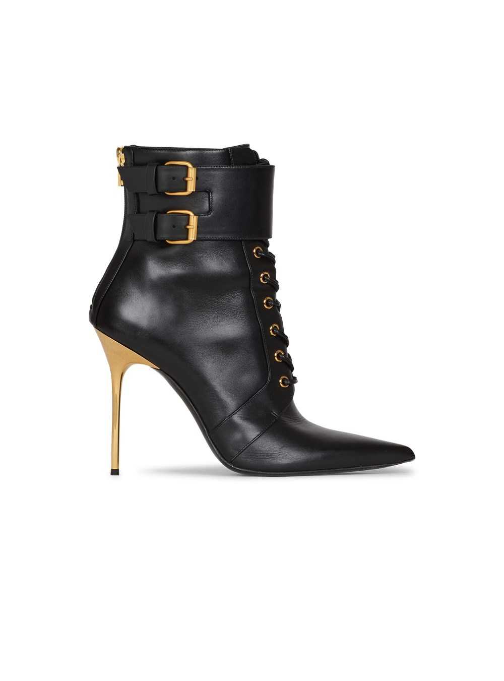 Balmain Leather Uria Ankle Boots Black | RCYFVTO-15