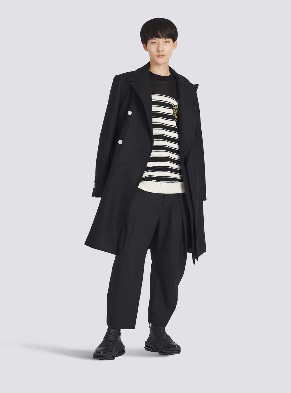 Balmain Long Asymmetrical Coat Navy | ESVYIHK-71