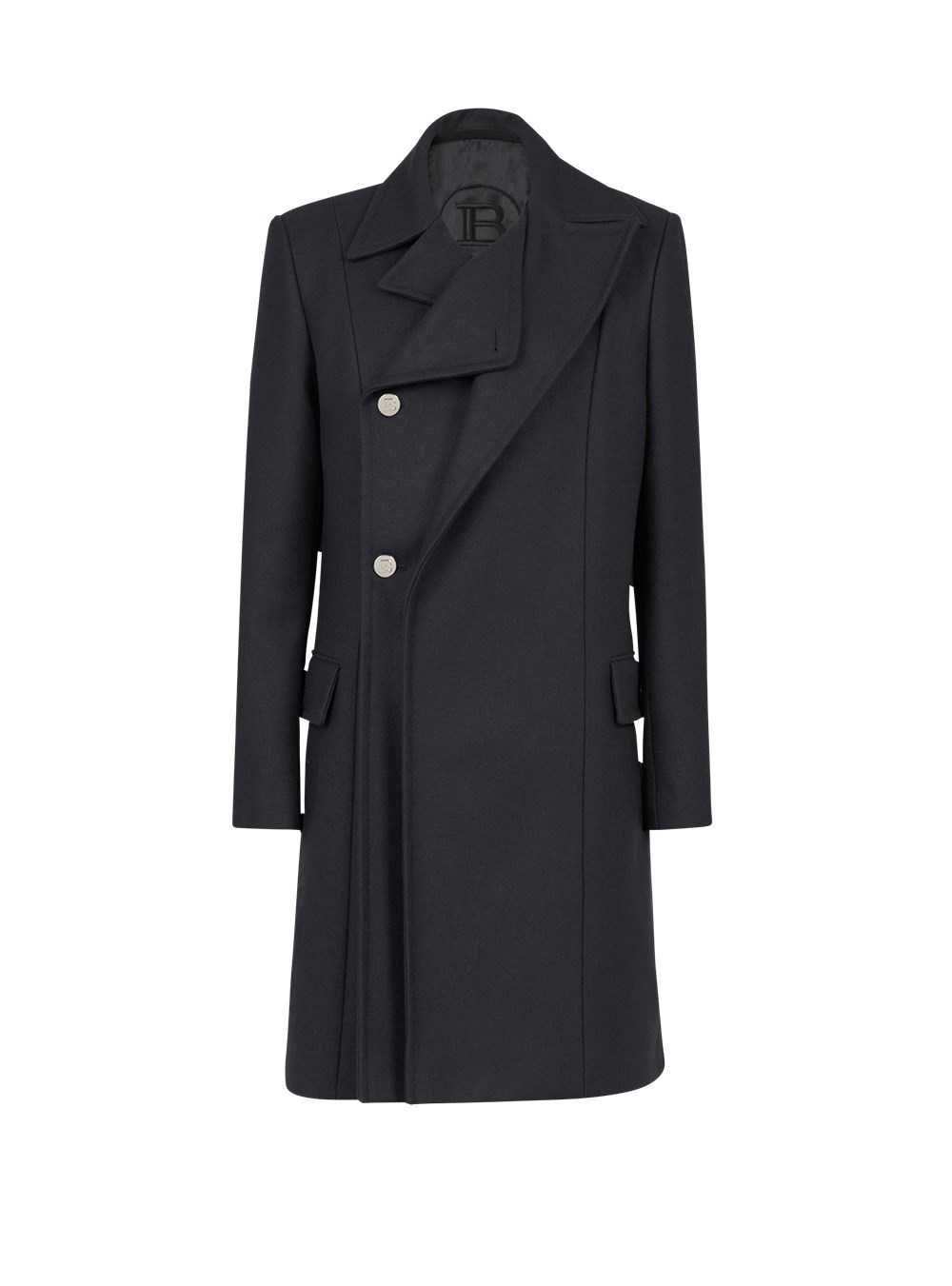 Balmain Long Asymmetrical Coat Navy | ESVYIHK-71