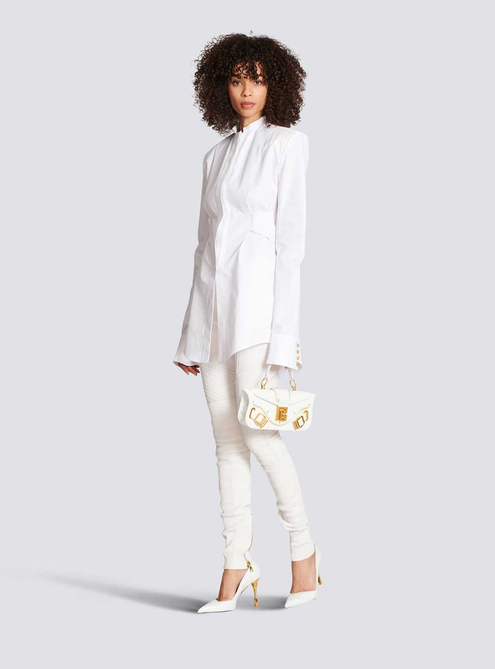 Balmain Long Cotton Shirt White | LYFZNXD-86