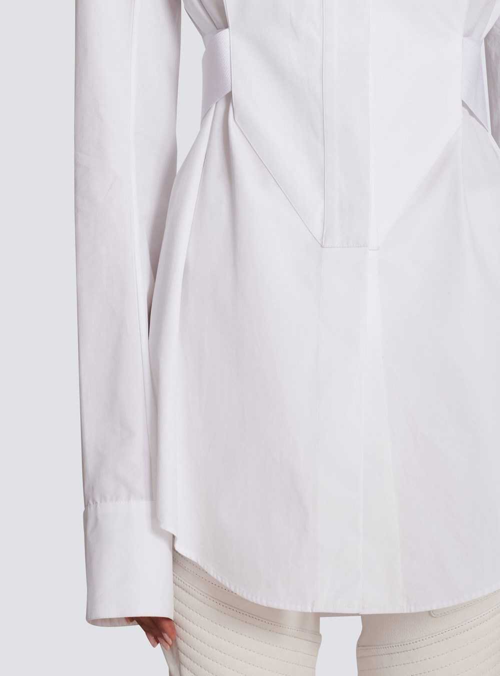 Balmain Long Cotton Shirt White | LYFZNXD-86