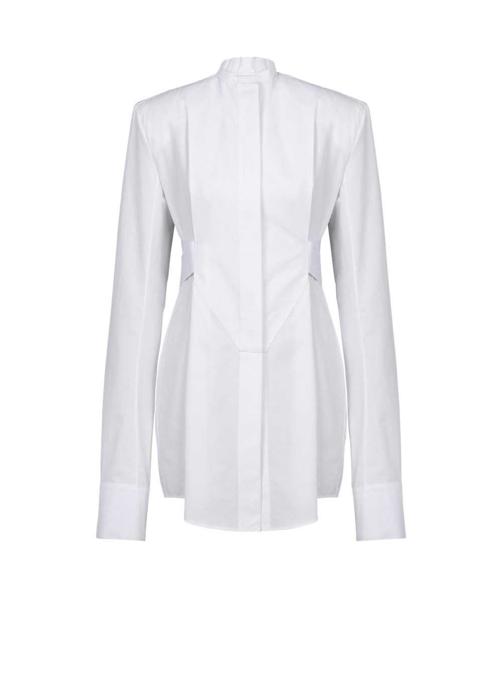 Balmain Long Cotton Shirt White | LYFZNXD-86