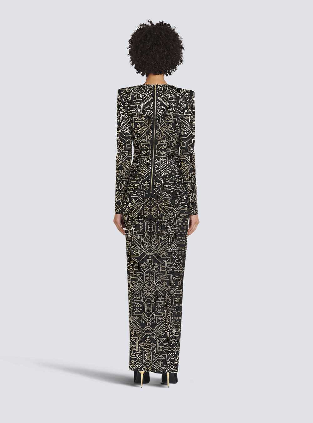 Balmain Long Embroidered Dress Black | HTQMDZG-24