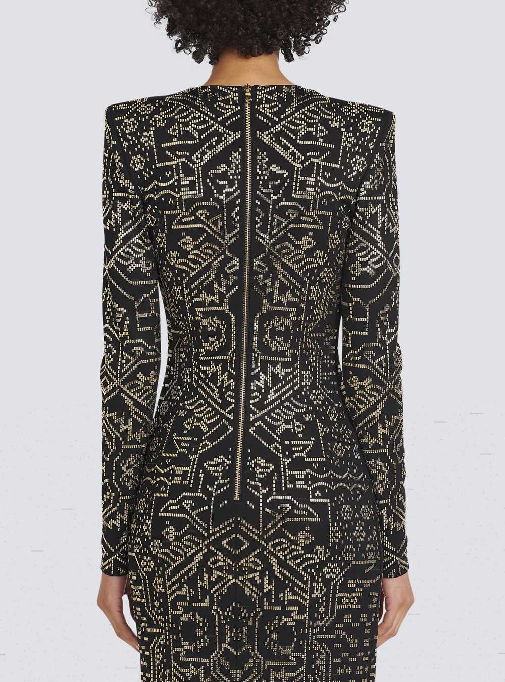 Balmain Long Embroidered Dress Black | HTQMDZG-24