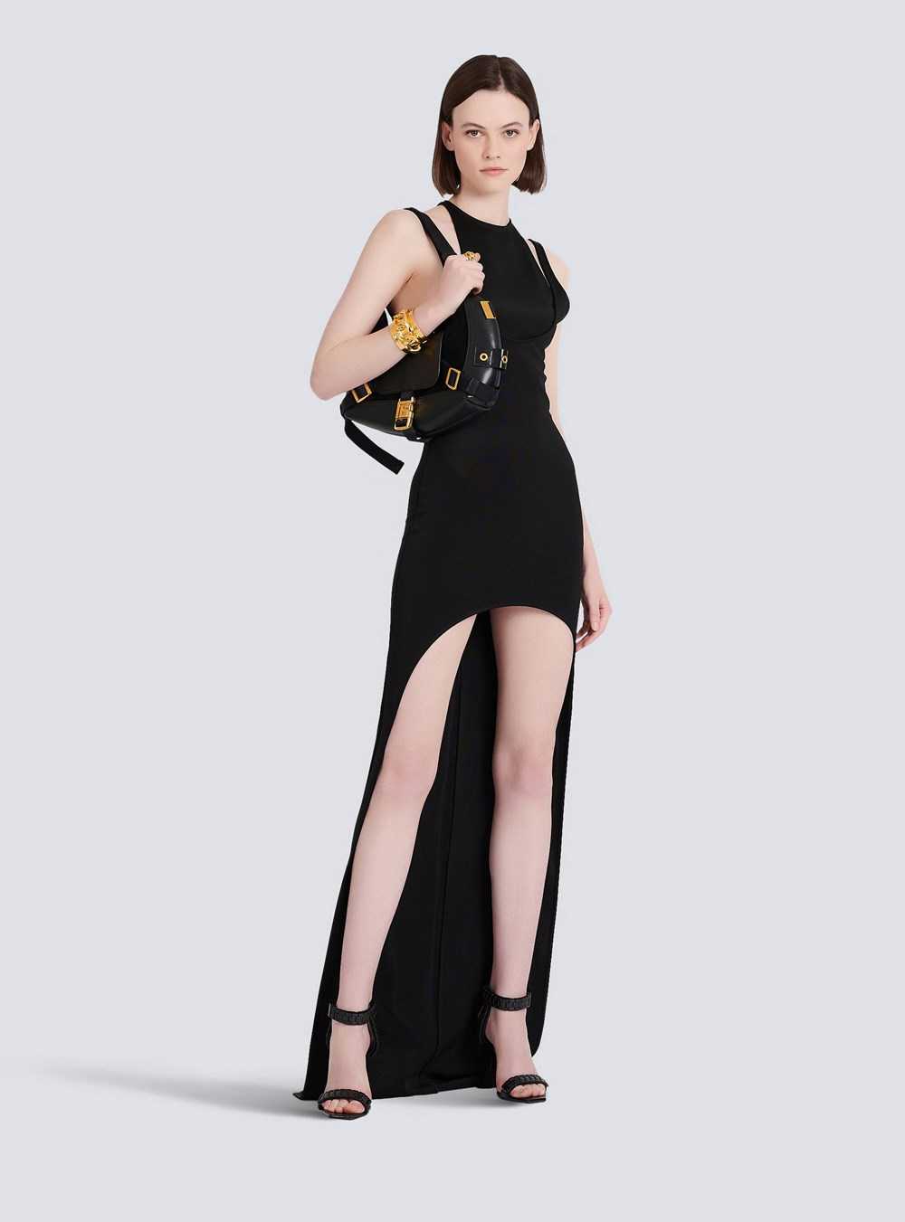 Balmain Long Jersey Dress Black | SAOMCVK-96