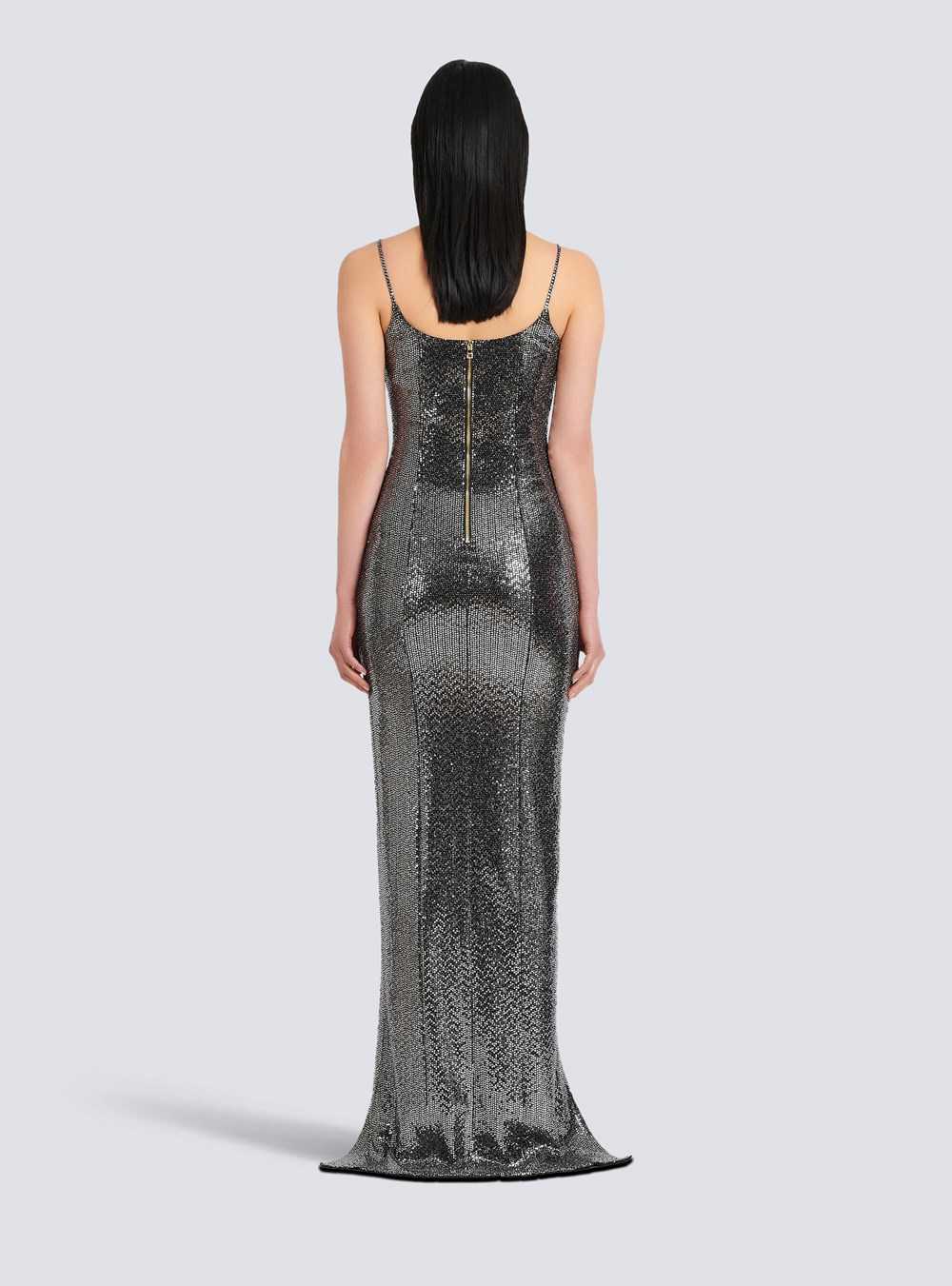 Balmain Long Jersey Dress Silver | AFCDVJN-03