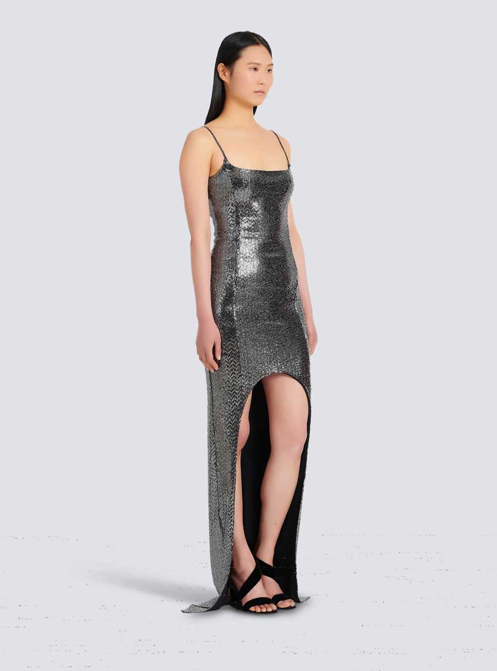 Balmain Long Jersey Dress Silver | AFCDVJN-03