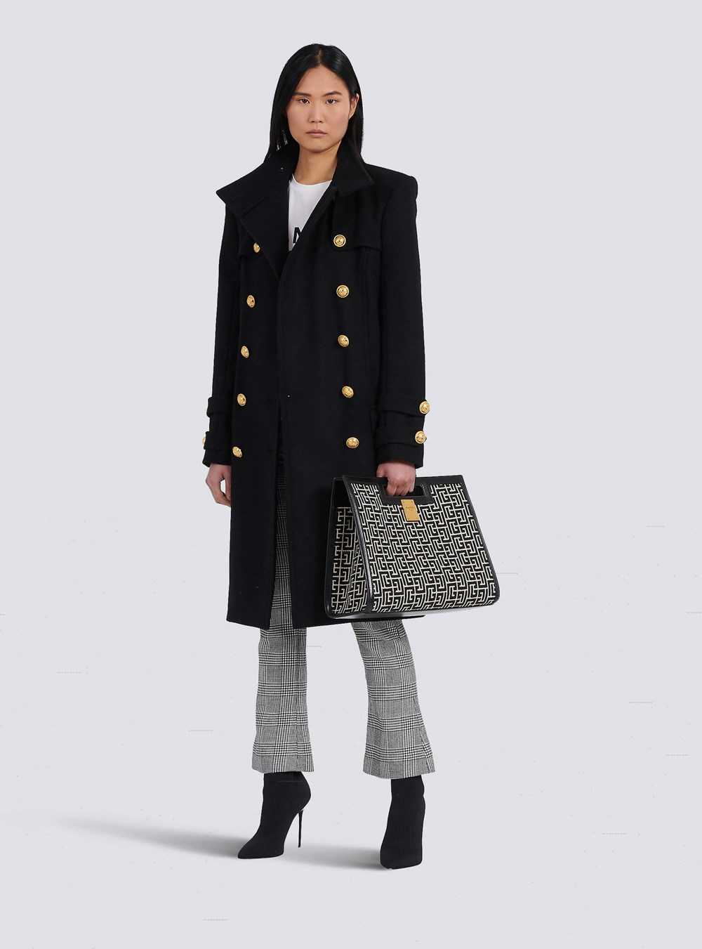 Balmain Long Wool And Cashmere Coat With Double-breasted Gold-tone Buttoned Fastening Black | GBPRSVL-97