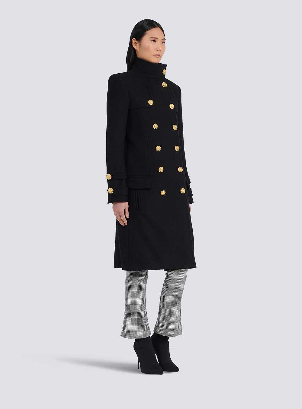 Balmain Long Wool And Cashmere Coat With Double-breasted Gold-tone Buttoned Fastening Black | GBPRSVL-97