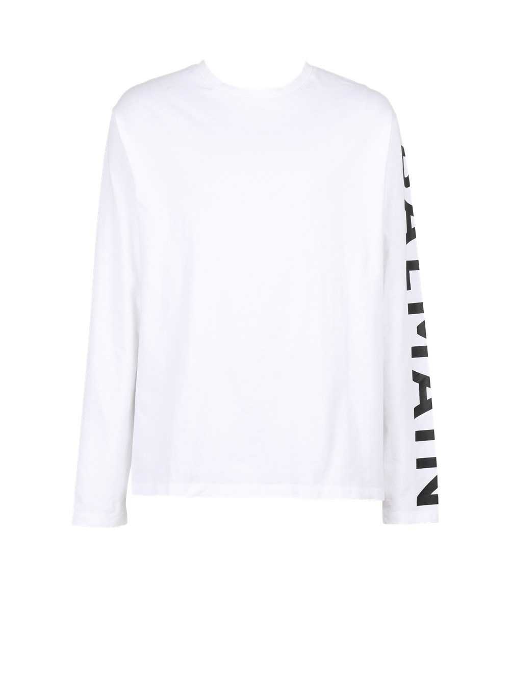 Balmain Long-sleeved Cotton T-shirt With Balmain Signature On Sleeve White | GDYLPHK-31