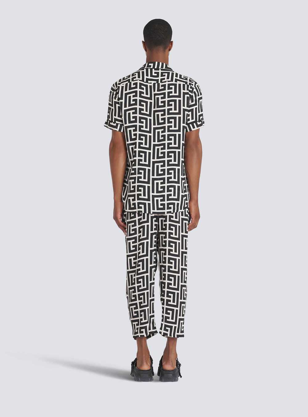 Balmain Maxi Balmain Monogram Print Eco-designed Shirt Black | XVNRYDW-41