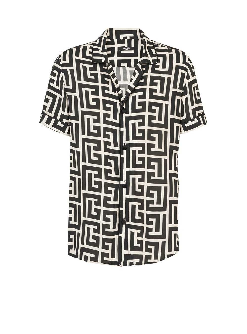 Balmain Maxi Balmain Monogram Print Eco-designed Shirt Black | XVNRYDW-41