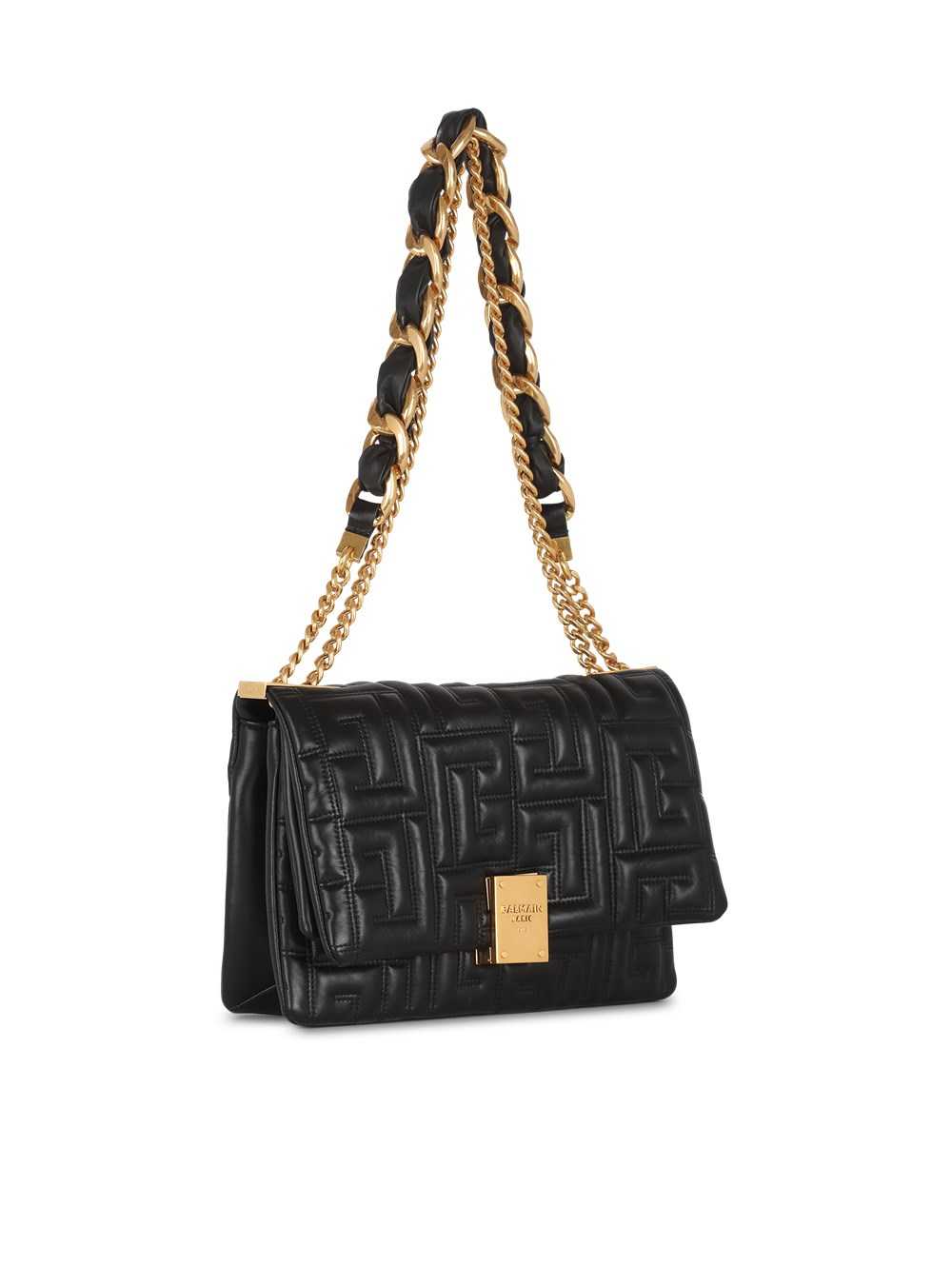 Balmain Medium-sized Quilted Leather 1945 Soft Bag Black | JSIRAZY-08