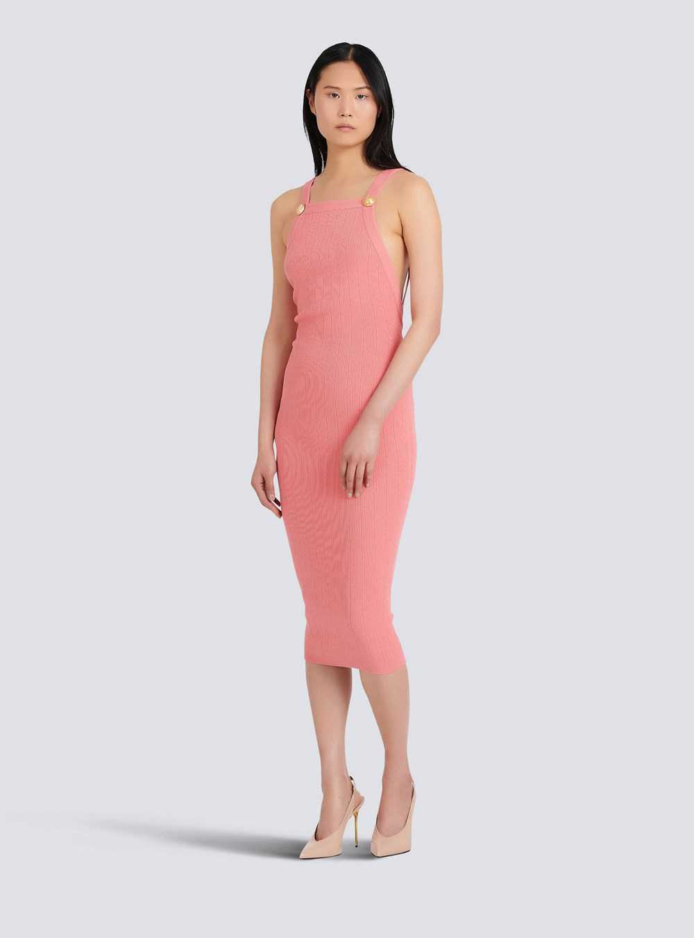 Balmain Mid-length Eco-designed Knit Dress Pink | IGCTEKZ-14