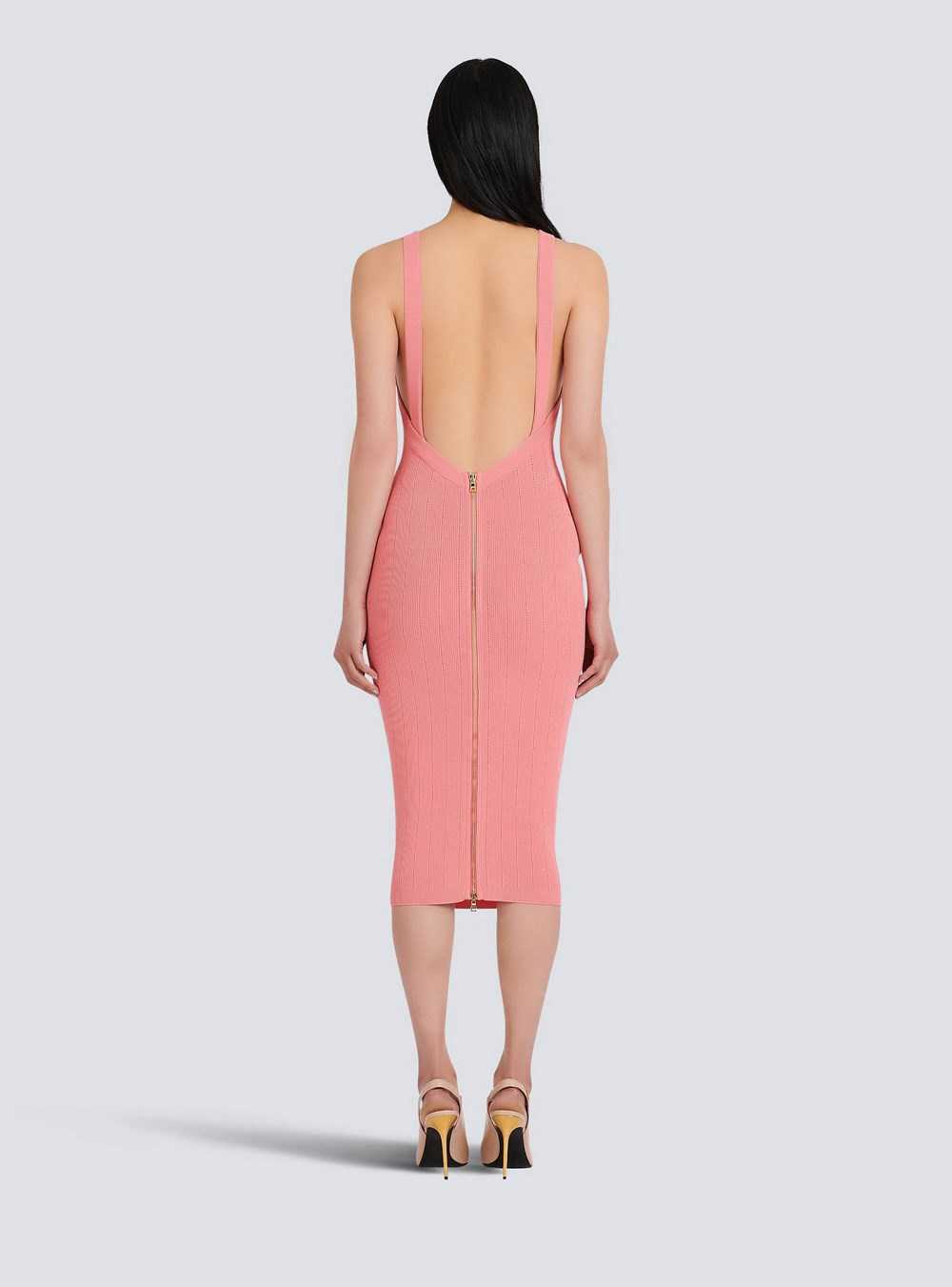 Balmain Mid-length Eco-designed Knit Dress Pink | IGCTEKZ-14