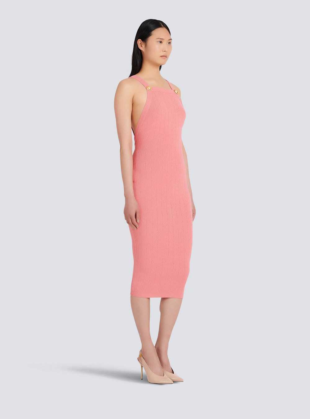 Balmain Mid-length Eco-designed Knit Dress Pink | IGCTEKZ-14