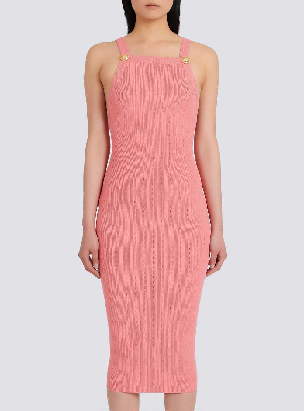 Balmain Mid-length Eco-designed Knit Dress Pink | IGCTEKZ-14