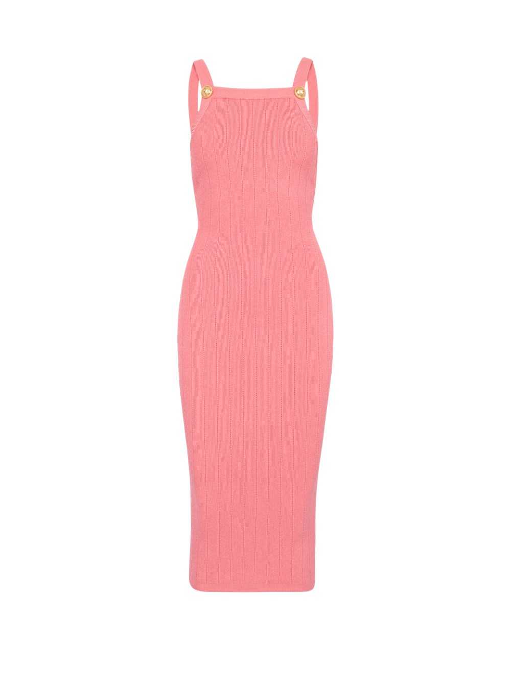 Balmain Mid-length Eco-designed Knit Dress Pink | IGCTEKZ-14