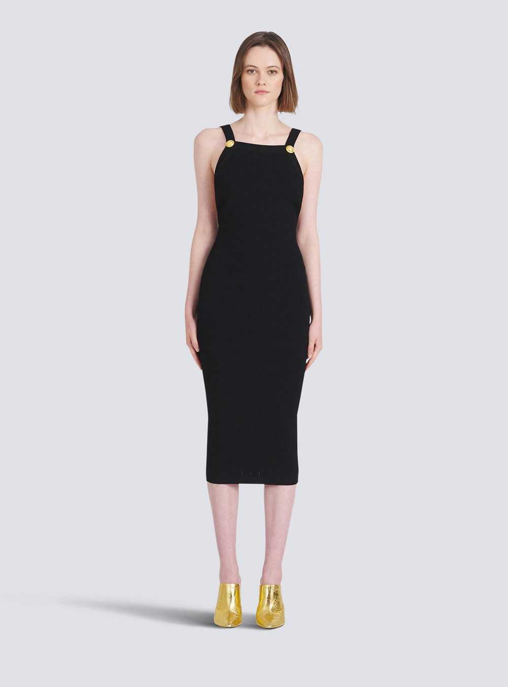 Balmain Mid-length Eco-designed Knit Dress Black | NTBWRML-95