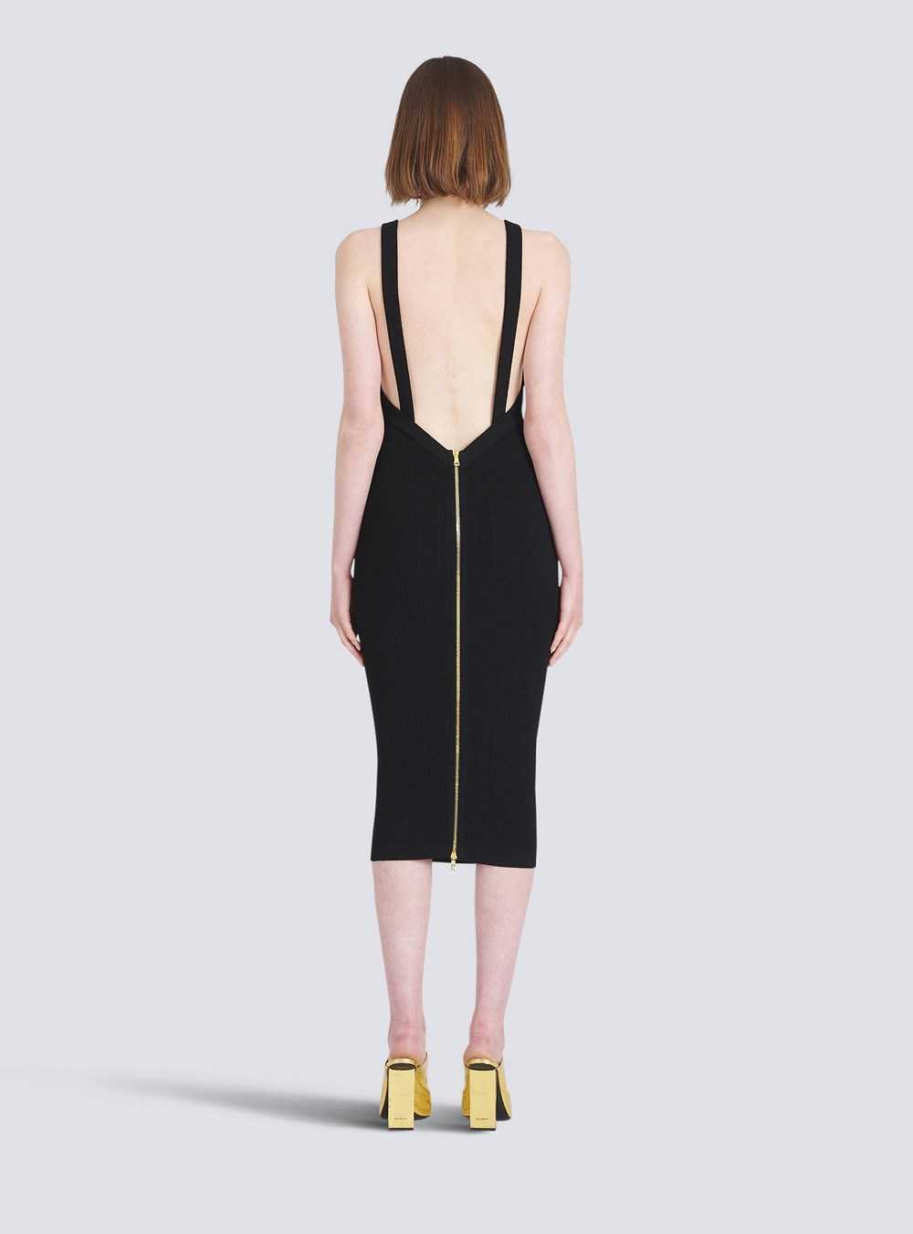 Balmain Mid-length Eco-designed Knit Dress Black | NTBWRML-95