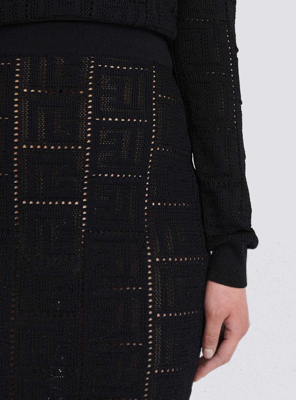 Balmain Mid-length Eco-designed Knit Skirt With Balmain Monogram Black | SJOMXUW-12