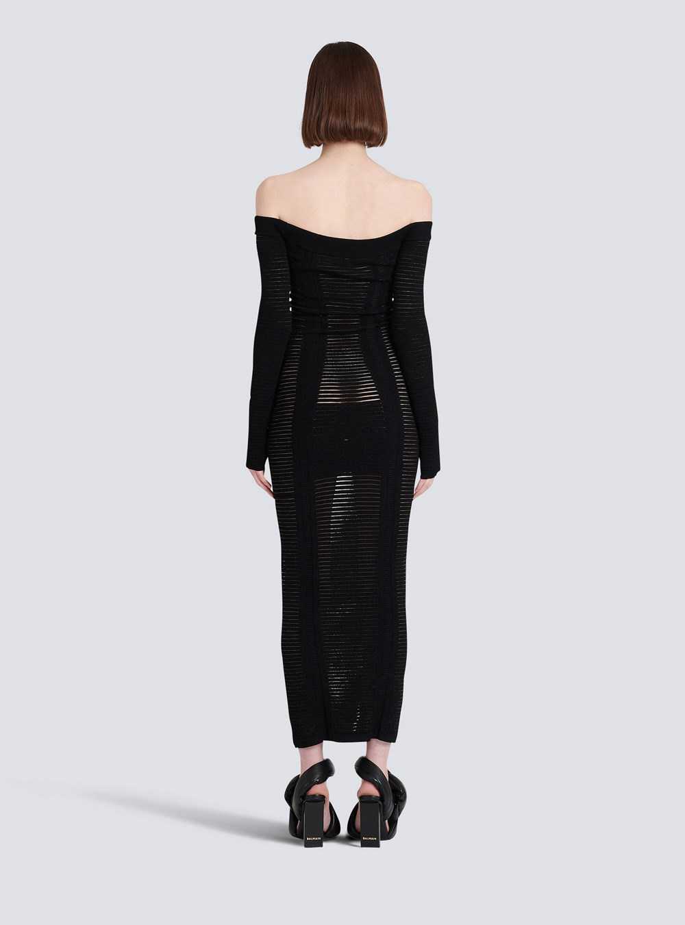 Balmain Mid-length Knit Bustier Dress Black | NEQPROV-51