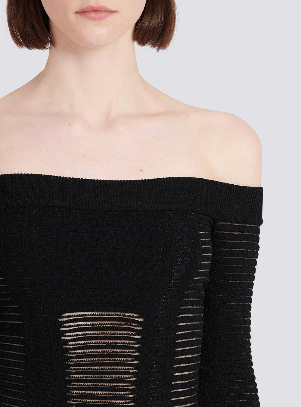 Balmain Mid-length Knit Bustier Dress Black | NEQPROV-51