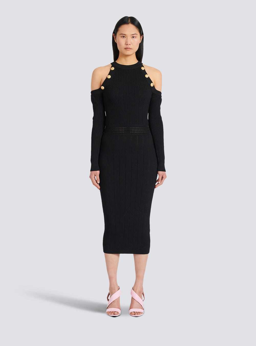 Balmain Mid-length Knit Dress Black | VMGUSQZ-79