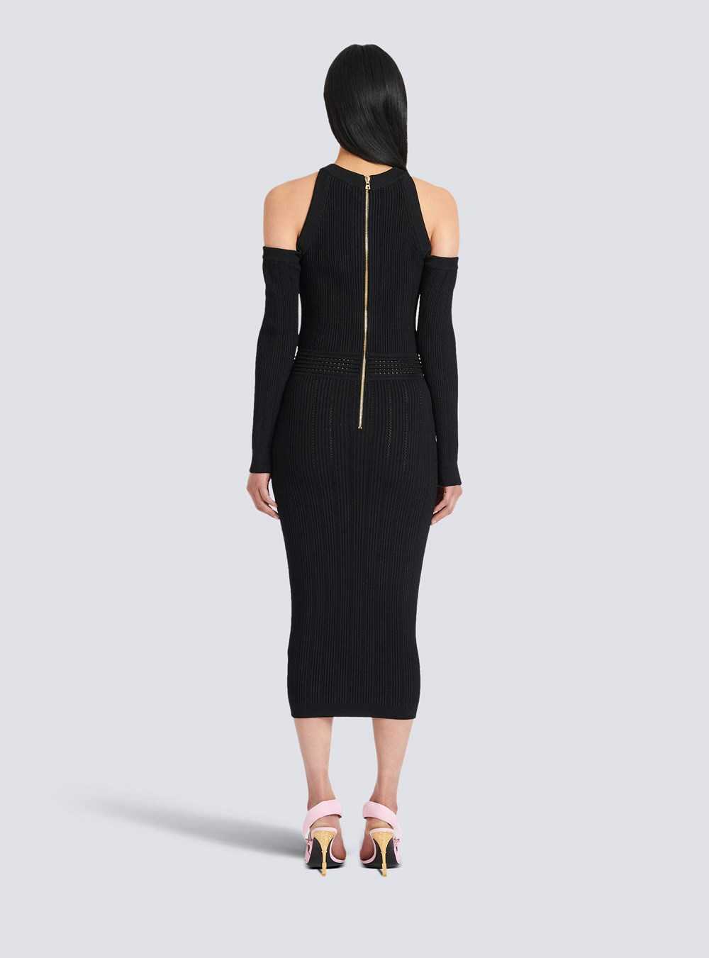 Balmain Mid-length Knit Dress Black | VMGUSQZ-79