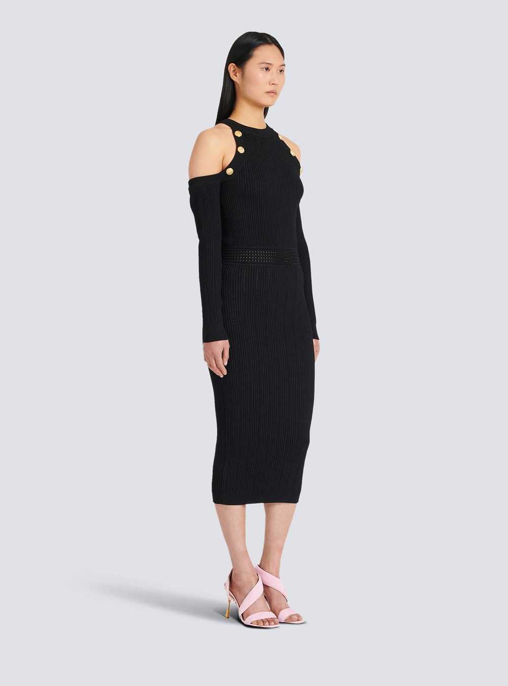 Balmain Mid-length Knit Dress Black | VMGUSQZ-79