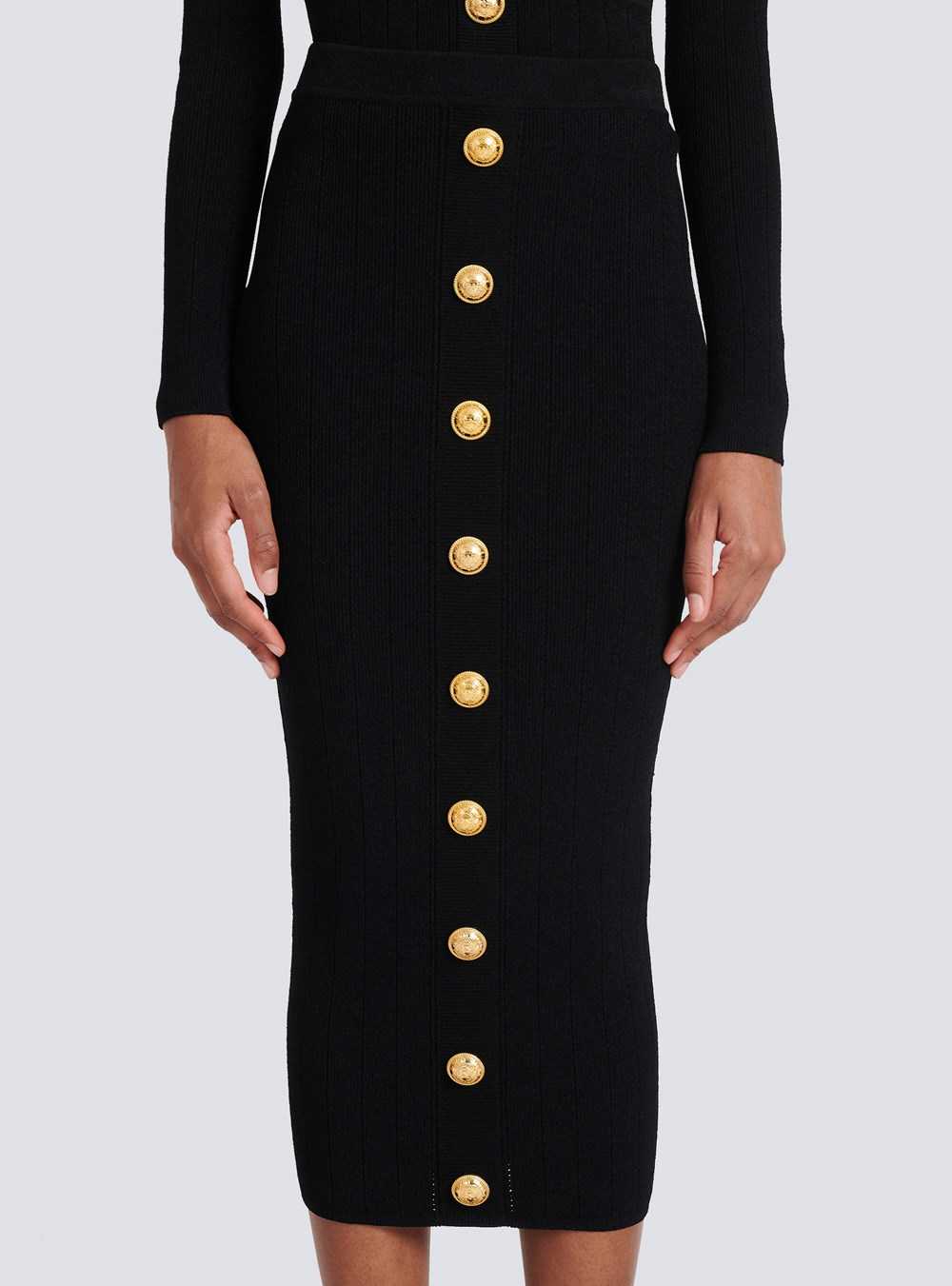 Balmain Mid-length Knit Skirt Black | VYXBAOW-46