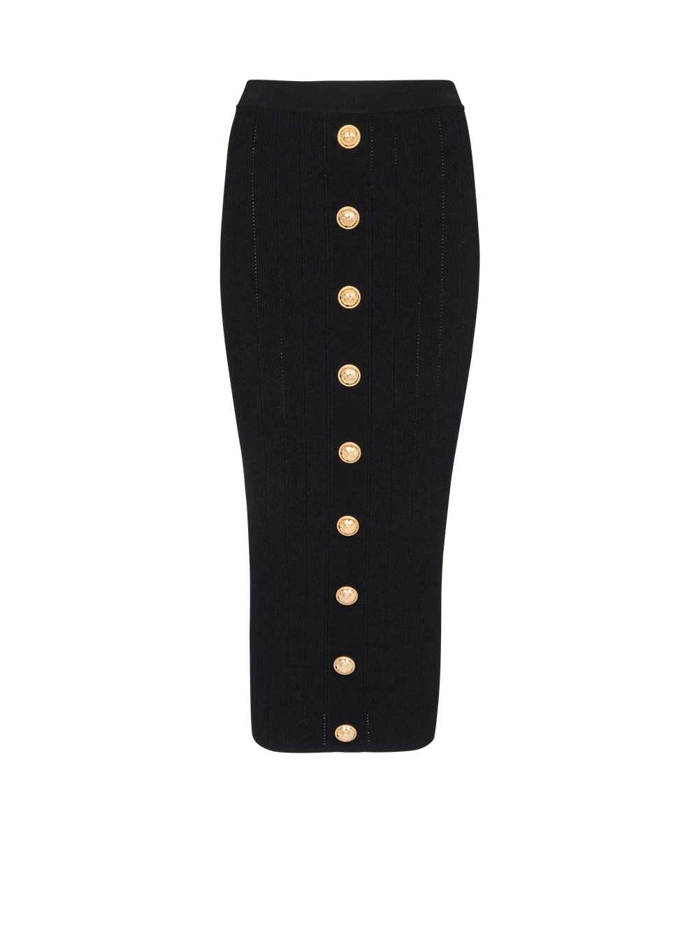 Balmain Mid-length Knit Skirt Black | VYXBAOW-46