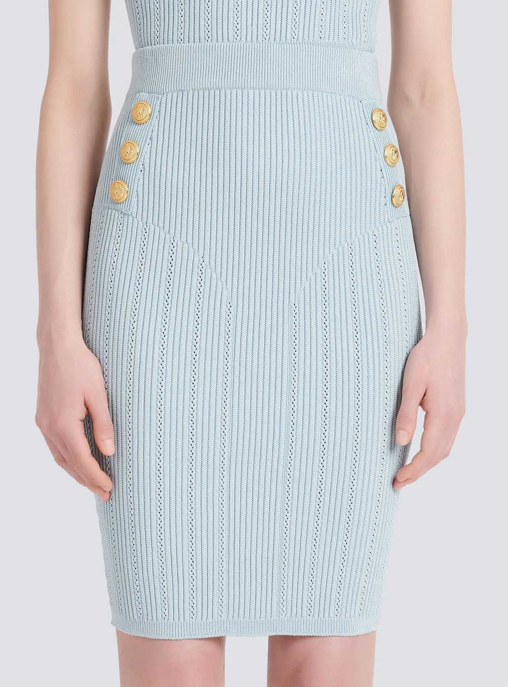 Balmain Mid-length Knit Skirt Blue | GNCESBI-64