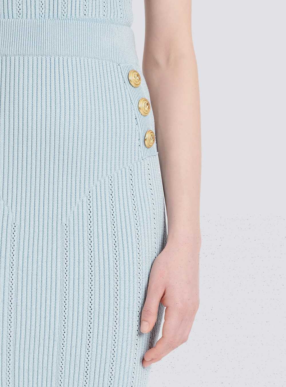 Balmain Mid-length Knit Skirt Blue | GNCESBI-64