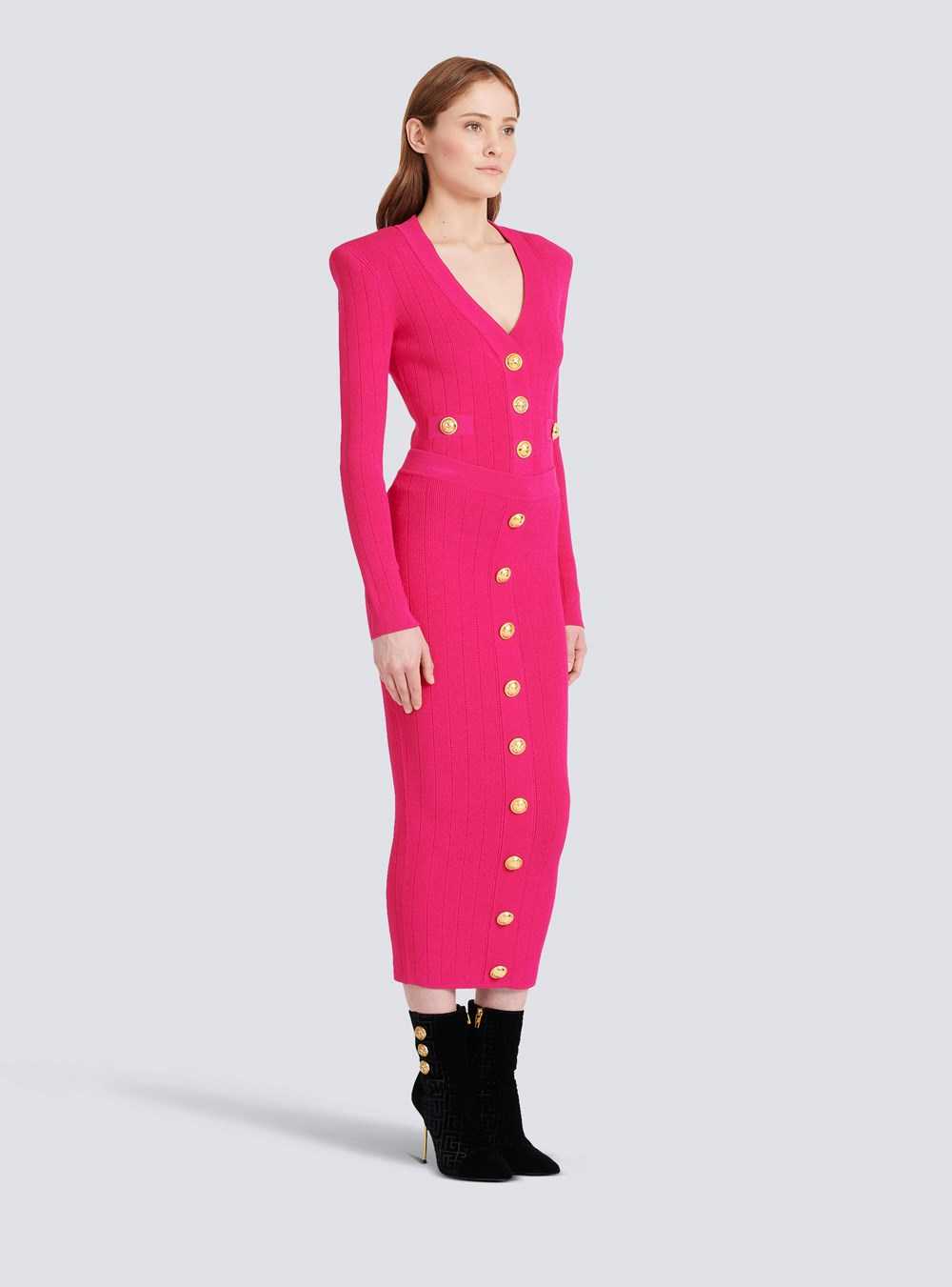 Balmain Mid-length Knit Skirt Pink | MNVIZGD-30