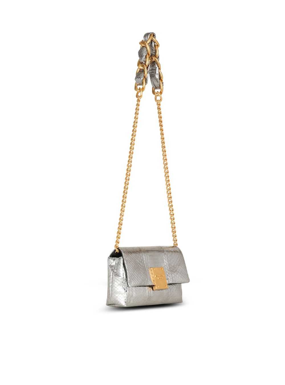 Balmain Mini 1945 Soft Bag In Python Leather Silver | FKTGBRE-23