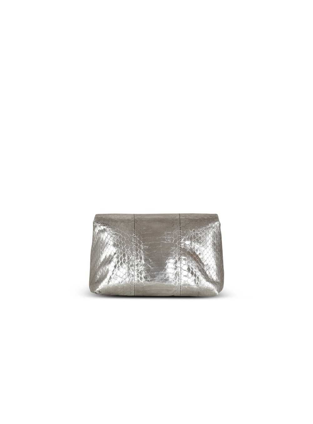 Balmain Mini 1945 Soft Bag In Python Leather Silver | FKTGBRE-23