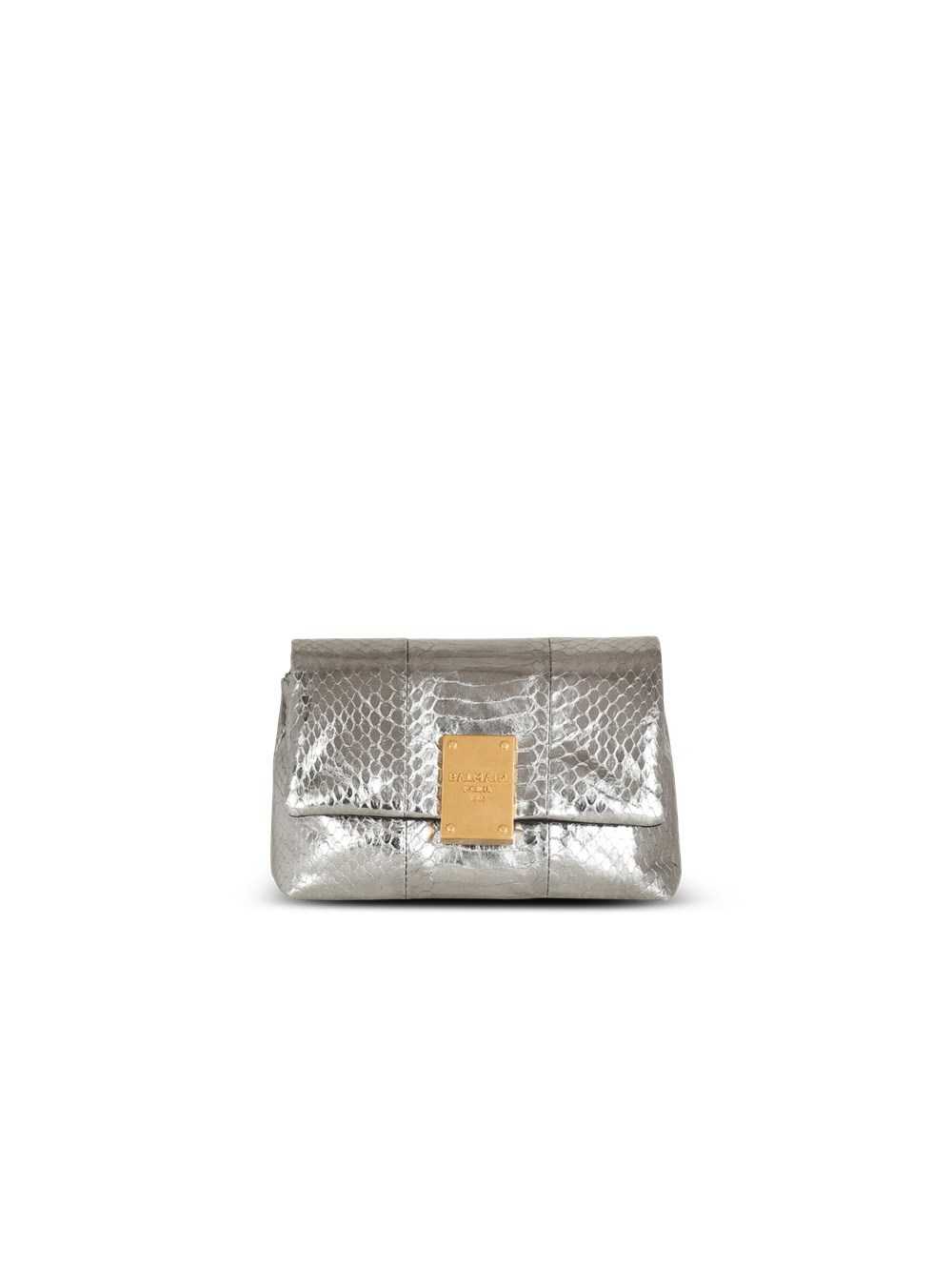 Balmain Mini 1945 Soft Bag In Python Leather Silver | FKTGBRE-23