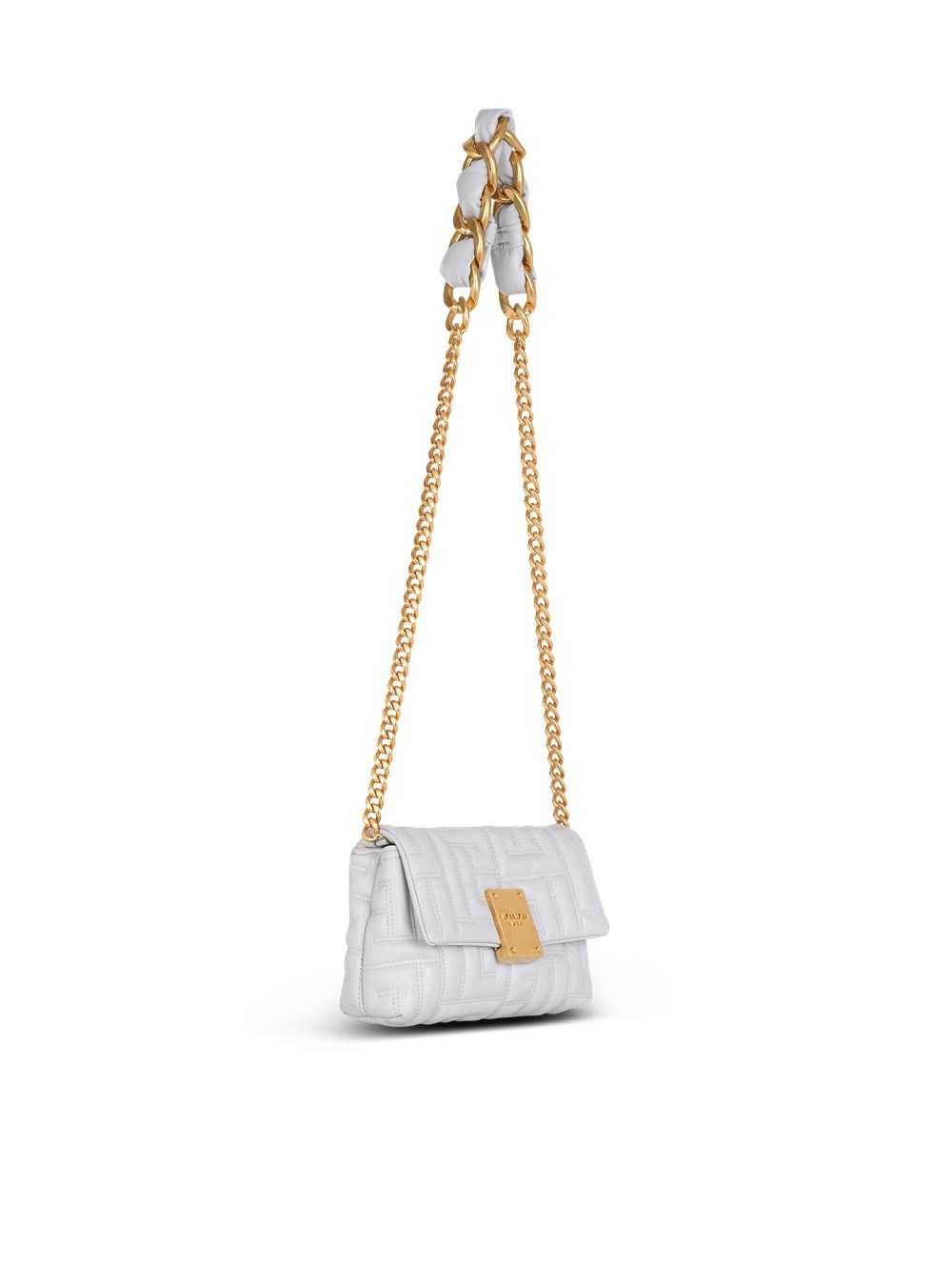 Balmain Mini 1945 Soft Bag In Quilted Leather Grey | HNWPOLG-94