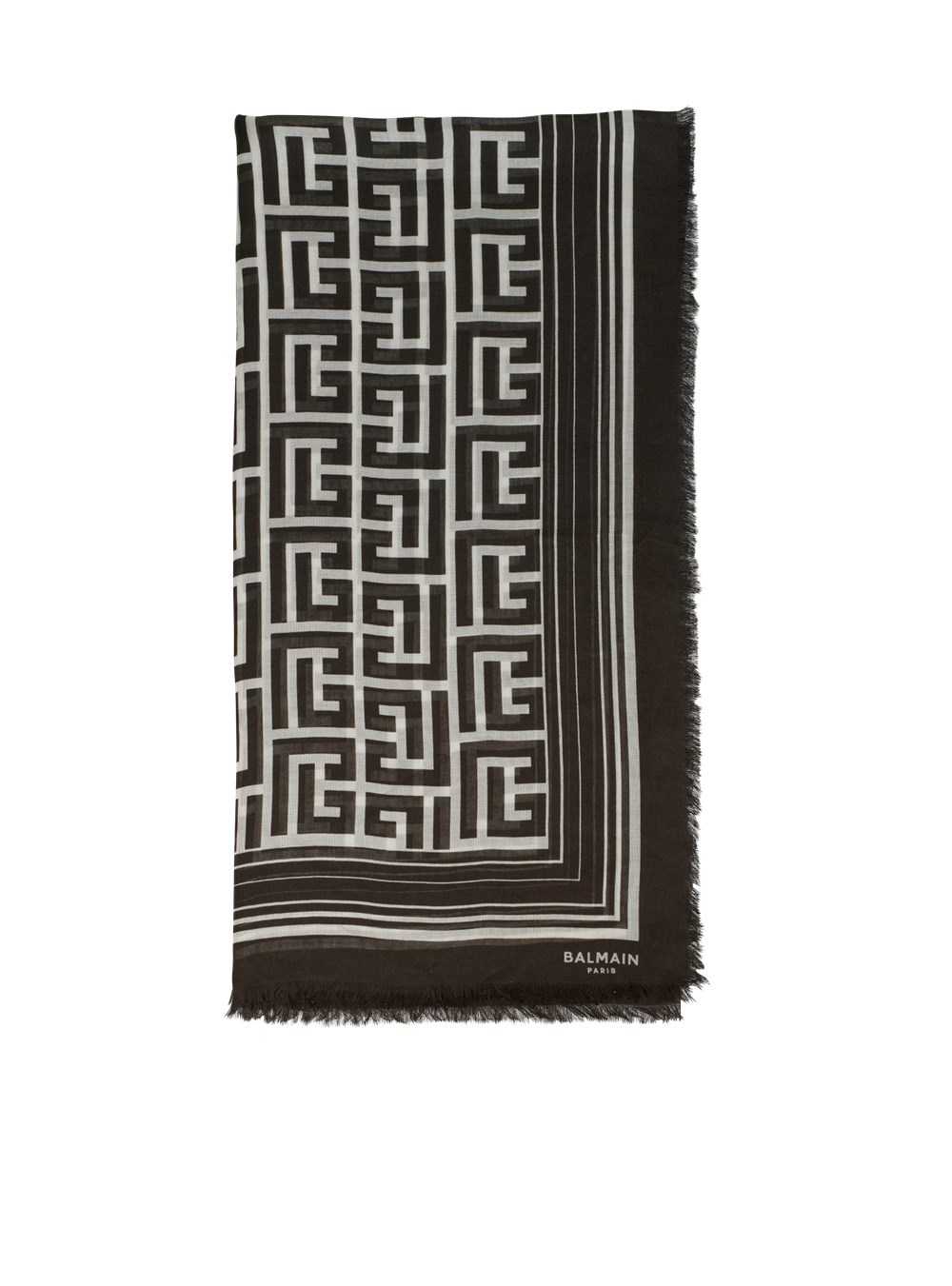 Balmain Modal Scarf With Balmain Monogram Pattern Black | ZIUOVTH-54