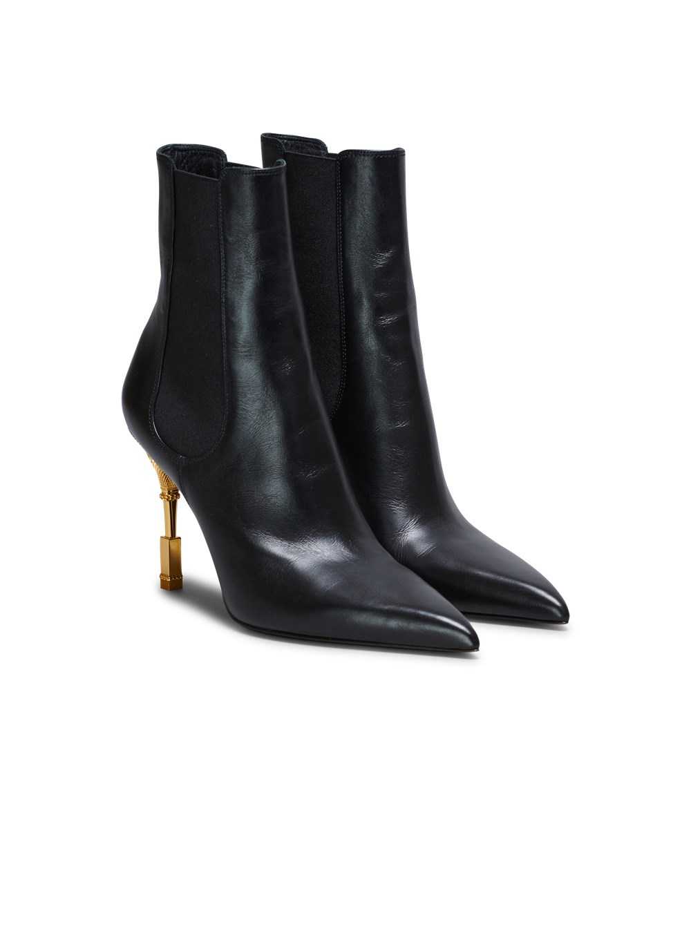 Balmain Moneta Leather Ankle Boots Black | NGLTOUZ-39